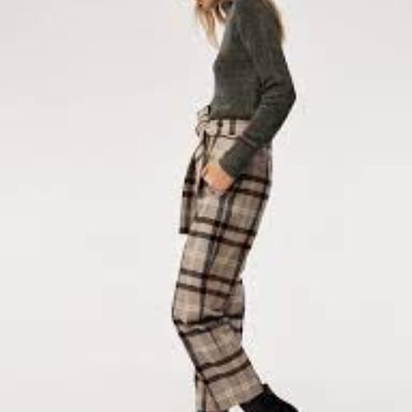 Nwot Aritzia Wilfred Tartan Tie Up Pants Size 0 - Picture 1 of 8